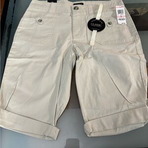 NWT! CHARTER CLUB Womens Beige Stretch Pocketed Mid Rise Bermuda Shorts 10